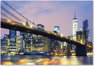 Produktbild von Tulup® Leinwandbild - 100x70 cm - Wandkunst - Drucke auf Leinwand - Leinwanddruck  - Sehenswürdigkeiten & Architektur - Gelb - Brooklyn-Brücke