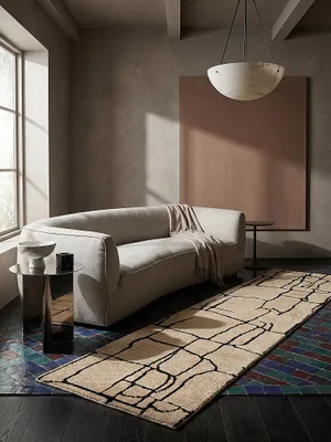 Teppich Creme-Schwarz Läufer Musteransicht von oben Designkollektion_#sku_SAF503119379366#