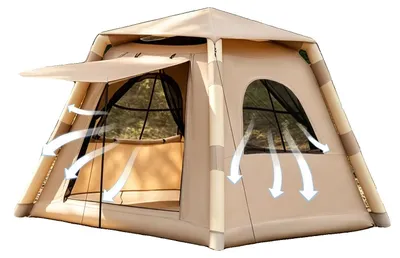 Immagine prodotto di Tenda da campeggio gonfiabile, dimensioni 220 x 220 x 170 cm, realizzata in tessuto Oxford 420D, capacità per 2 persone, facile e veloce da montare, con accessori inclusi