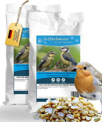 Produktbild von Futterbauer 2 x 10 kg Erdnüsse Erdnusskerne halbe ganze Nüsse weiß blanchiert ohne Haut