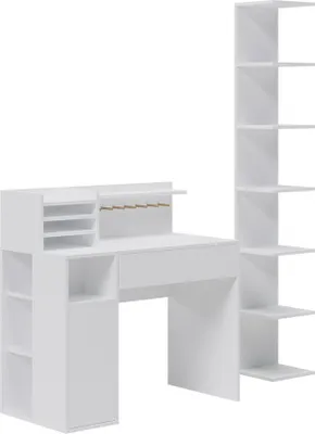 Image de Bureau Vicco Blanc 2 parties, avec bibliothèque, Model 41631