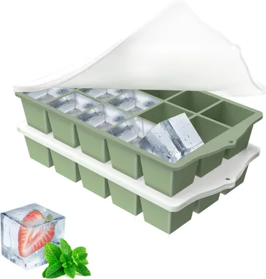 Produktbild von Eiswürfelform aus Silikon – 15-fächige Eiswürfelbehälter mit Deckel
