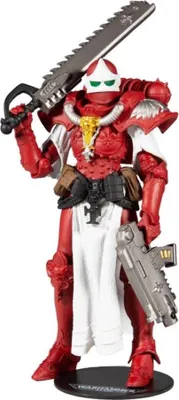 A full-body shot of a Warhammer 40k action figure of a Sister of Battle.