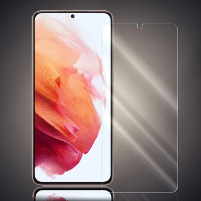 A screen protector is shown next to a smartphone.