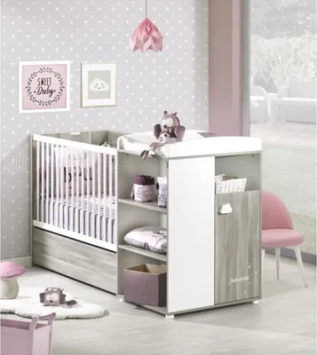 Produktbild von Skalierbares kombiniertes Babybett „Smile Silex Oak“.