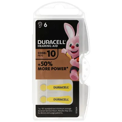 Zdjęcie produktu dla Bateria do aparatu słuchowego Duracell DA 10 AC Zn / powietrze 1,4 V 105 mAh
