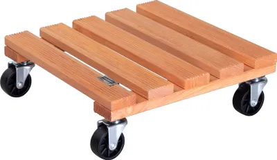 Produktbild von WAGNER Pflanzenroller TOSCANA 29 x 29 x 8,5 cm, innen & außen, Holz geriffelt, terracotta, Tragkraft 150 kg, EU Ware - 20015301