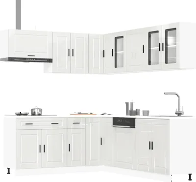 Produktbild von Möbel 11-tlg. Küchenschrank-Set Porto Hochglanz-Weiß Holzwerkstoff - Küchenschränke 3314933