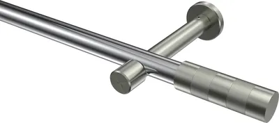 Produktbild von Interdeco Gardinenstange / Vorhangstange Chrom / Edelstahl-Optik, Typ Prestige Mavell (Zylinder) ohne Ringe, 20 mm Ø 1-läufig, 440 cm