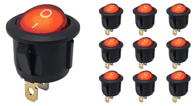 Produktbild von ProRide Wippschalter ON/OFF KCD2-220 Rund 3 Pins Rot - 10 Stück