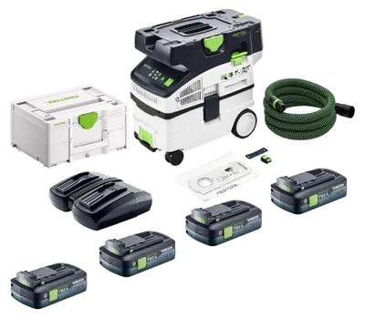 Produktbild von Festool CTLC MIDI I-Basic Akku Absaugmobil 36 V ( 2x 18 V ) Staubklasse L + 4x Akku 4,0 Ah + Doppelladegerät + Systainer