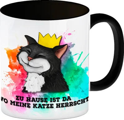 Produktbild von Zu Hause ist da wo meine Katze herrscht Kaffeebecher Henkel und