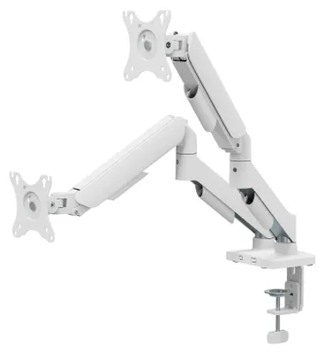 Image de Support écran PC à ressort mécanique 2 écrans PC 17"-32", Blanc