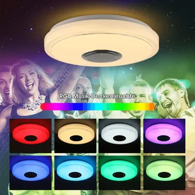 Produktbild von 40W Musik LED Deckenleuchte mit Bluetooth Lautsprecher, 40cm RGB Deckenlampe mit Fernbedienung und APP, für Schlafzimmer Wohnzimmer Badezimmer