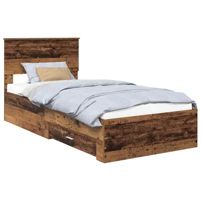 Produktbild von vidaXL Bettrahmen mit Schubladen Altholz 90 x 200 cm Holzwerkstoff