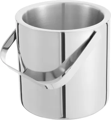 Image de Seau à glace - Avec couvercle - Acier inoxydable 304 à double paroi - 1,3 l - Pince intégrée - 6 h de conservation du froid - Pour bar/fête/extérieur - Argent