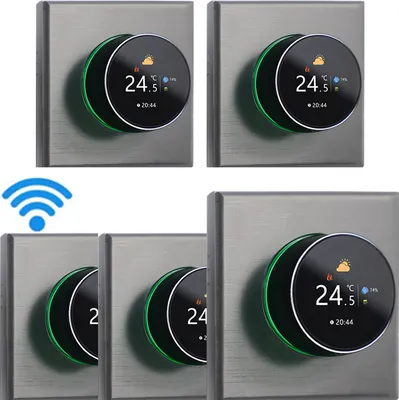 Produktbild von 5X WIFI Smart Thermostat, Digital LCD Raumthermostat Farbbildschirm Wandthermostat Fussbodenheizung fuer 3A Warmwasserbereitung mit Hintergrundbeleuchtung/Temperatur/Sensor/Zeittemperaturkalibrierung,Grau