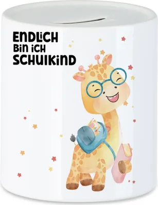 Produktbild von Endlich bin ich Schulkind Spardose Schulanfang Geschenk zur Einschulung Giraffe