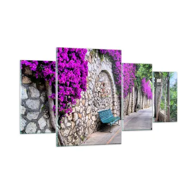 Produktbild von Bilder auf glas - Pflanzen Bank Straße Sommer - 160x90cm - Glasbilder - Wandbilder - Kunstdruck - zum Aufhängen bereit - Wanddekoration aus Glas - Glas Bilder - Wandbild auf Glas - GDL160x90-2790