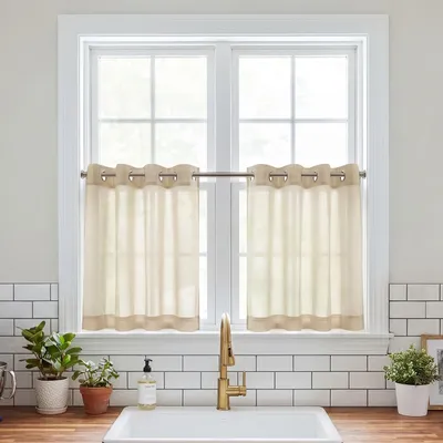 Image de Solidchoice - Rideaux translucides pour décoration de fenêtres, lot de 2