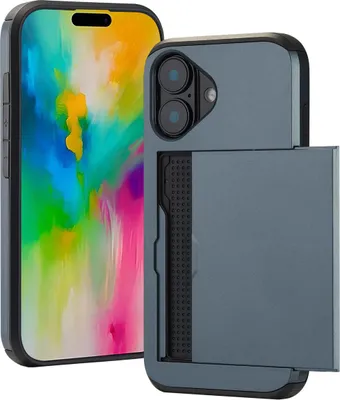 Image de imoshion Coque arrière avec porte-cartes pour l'Apple iPhone 16 - Bleu foncé