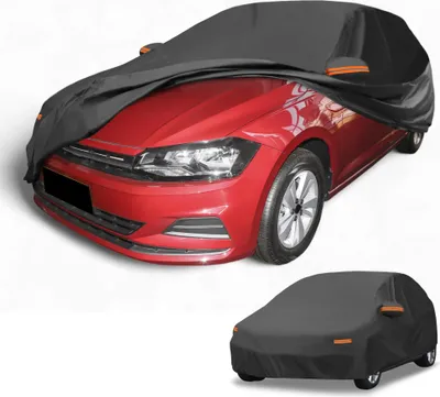 Image de Housse De Voiture ImpermšŠable Toutes Saisons Protection Solaire Anti-Uv ExtšŠrieure Pour Volkswagen Polo Hatchback 2001-2025 190T-Pu Noir Avec Fermeture šŠclair