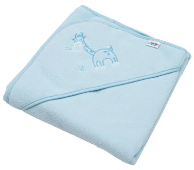 Produktbild von Baby-Frottierhandtuch mit Stickerei und Kapuze New Baby 80x80 blau giraffe