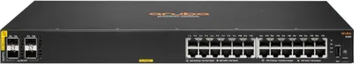 Zdjęcie produktu dla HPE Aruba Networking CX 6100 24G Class4 PoE 4SFP+ 370W, Zarządzany, L3, Gigabit Ethernet (10/100/1000), Obsługa PoE, Możliwości montowania w stelażu, 1U
