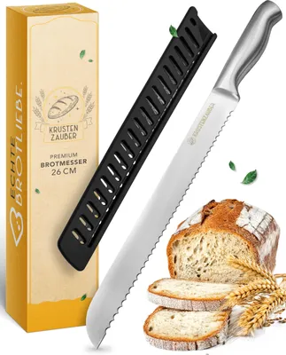 Produktbild von KRUSTENZAUBER Brotmesser 26 cm mit Wellenschliff – Scharfes Edelstahl Brotschneidemesser, ergonomischer Griff, ideal für Brot, Baguette & Brötchen