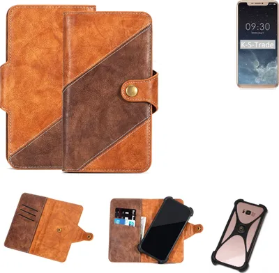 Produktbild von K-S-Trade Handy-Hülle Schutz-Hülle Bookstyle Case Wallet-Case kompatibel mit Doogee V Handy Cover Bumper Kantenschutz Smartphone dunkelbraun braun