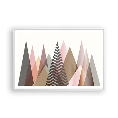 Produktbild von Gerahmtes Poster - Weißer Rahmen - Berge Dreiecke Abstraktion - 91,5x61 cm - Wand Bild - Wanddeko - Wandbilder - Kunstposter - Wandposter - Bilderrahmen - Bilder - Kunstdruck - P2WAA91x61-4402