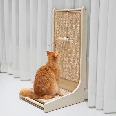 Immagine prodotto di Tappetino in sisal per animali domestici, superficie a forma di L per gatti, tiragraffi per gabbia con tappetino in sisal.