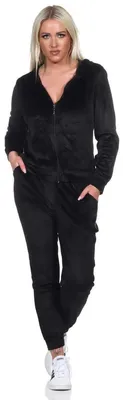 Produktbild von Damen Nicki Freizeitanzug Hausanzug Jogginganzug Nicki-Anzug mit Kapuze; Schwarz/M