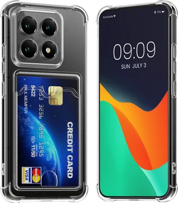 Produktbild von kwmobile Hülle mit Kartenfach kompatibel mit Xiaomi 14T Pro - Handyhülle 14T Pro mit Kartenfach - Soft Case - Schutzhülle in Transparent