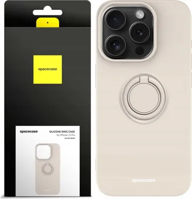 Zdjęcie produktu dla Silikonowe etui SPACECASE Silicone Ring Case do iPhone 15 Pro Beżowy