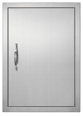 Image de "Porte de cuisine extérieure inoxydable 432x610x46 mm - Porte verticale en acier inoxydable pour îlot et station de grillade"