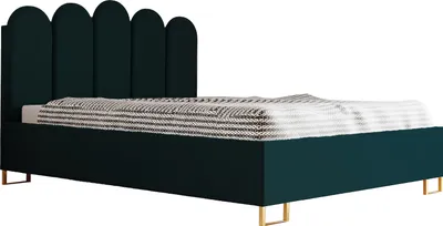 Produktbild von Schlafzimmer-Polsterbett MALAGA, Gepolstertem Kopfteil, Hochwertiger KRONOS Polsterstoff, Bettkasten mit Gasdruckfeder, Komfortable Betthöhe 39 cm, 160x200 cm Grün