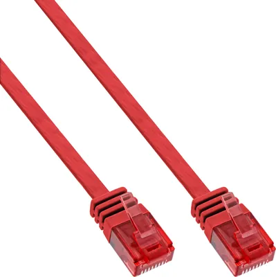 Produktbild von InLine Patchkabel flach, U/UTP, Cat.6, rot, 3m, 3 m, Cat6, U/UTP (UTP), Rot