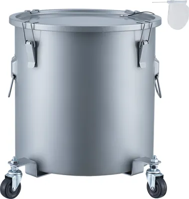Produktbild von SucceBuy Fritteusen-Fetteimer, 8 Gallonen Ölentsorgungsbehälter mit Rollensockel, Kohlenstoffstahl mit rostbeständiger Beschichtung, Öltransportbehälter mit Deckel, Verschlussclips, Filterbeutel zum Filtern von heißem Speiseöl, grau