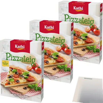 Produktbild von Kathi Backmischung für Pizzateig 3er Pack (3x400g Packung) + usy Block