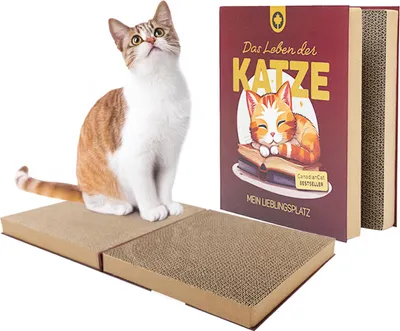 Produktbild von Kratzpappe mit zwei Kratzflächen · Katzen Kratzbrett Buch · 56 x 31 x 3,2 cm