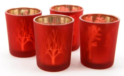 Produktbild von Windlicht Teelicht Glas Laserbäume 2er Set