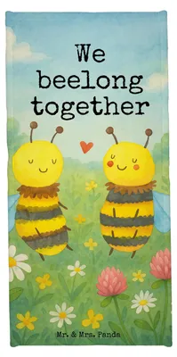 Produktbild von Mr. & Mrs. Panda Handtuch Biene Verliebt Design - Weiß - Geschenk, Strandlaken, Strandtuch, Badhandtuch, Reisehandtuch, Duschtuch