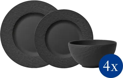 Produktbild von Villeroy & Boch Manufacture Rock Teller-Set 12-teilig schwarz