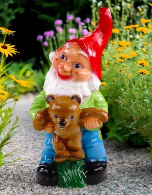 Produktbild von Kremers Schatzkiste Gartenzwerg mit Teddy Wetterfest PVC 36 x 18 cm - UV-Schutz