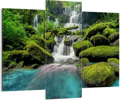 Produktbild von Bild auf Leinwand - Leinwandbild - Park Wasserfall Wasser - 130x100cm - Wand Bild - Wanddeko - Leinwanddruck - Bilder - Kunstdruck - Wanddekoration - Leinwand bilder - Wandkunst - CB130x100-3754