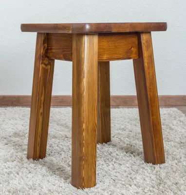 Produktbild von Hocker Kiefer massiv Vollholz Eichefarben 005 - Abmessung 45 x 35 x 35 cm (H x B x T)