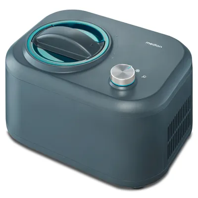Produktbild von MEDION Eismaschine mit Kompressor (selbstkühlend, geeignet für die Zubereitung von Eiscreme, Frozen Yoghurt & Sorbet, 1 Liter, 100 Watt, Aluminium Eisbehälter, MD 10169)