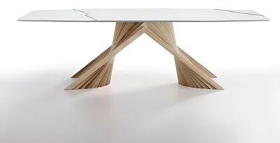 Produktbild von Moderner Weißer Esstisch  Marmorplatte Edler Holzgestell