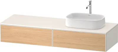 Image de Duravit Zencha Meuble sous-lavabo avec console, 1600x550mm, 2 tiroirs, 1 découpe à droite, ZE4814, ZE4814R30840000